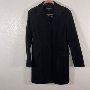 Brooks Brothers Black Long Line Hidden Button Wool Pea Coat Size 10